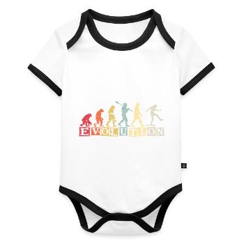 Evolution Skateboarding Skate Retro Streetwear - Baby Bio-Kurzarm-Kontrastbody - Weiß/Schwarz  - Vorne