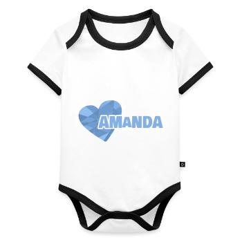 Cadeau pour Amanda - Body Bébé bio contrasté manches courtes - blanc/noir  - Devant