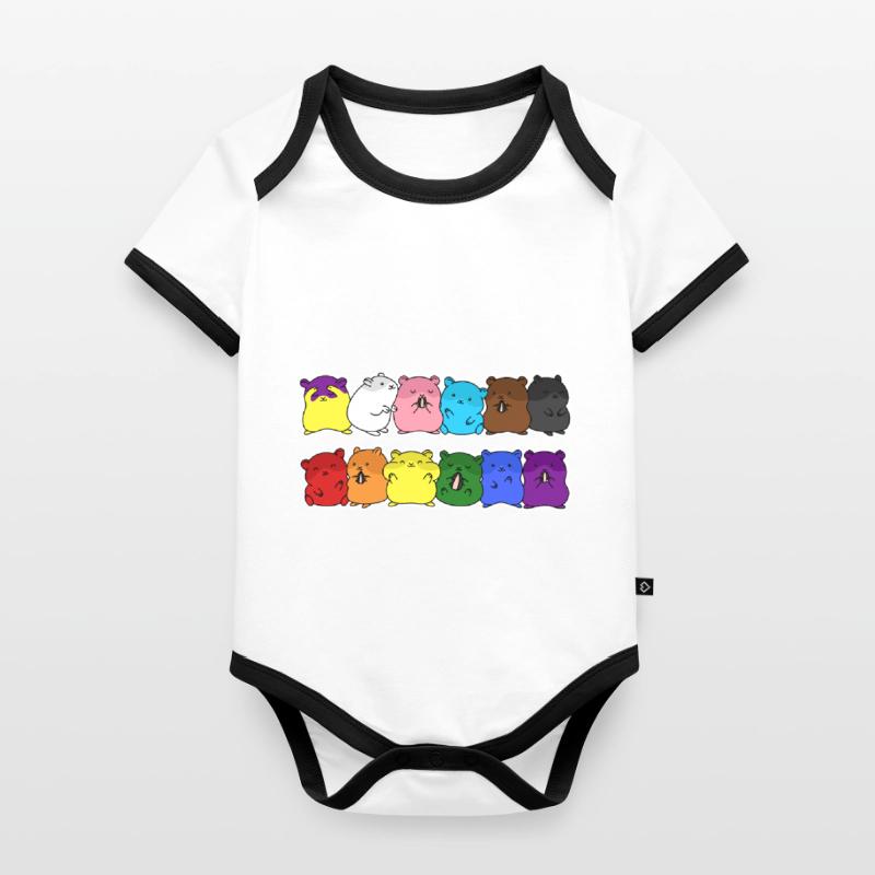Fierté Progrès Flag Hamster Egalité Body Bébé bio contrasté manches courtes