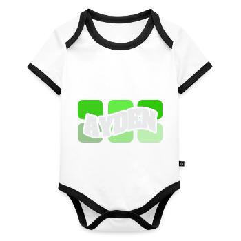 Nom : Ayden - Body Bébé bio contrasté manches courtes - blanc/noir  - Devant