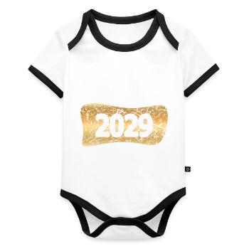 Métal précieux 2029 - Body Bébé bio contrasté manches courtes - blanc/noir  - Devant