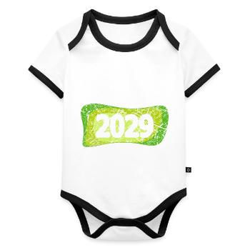 2029 - Baby Bio-Kurzarm-Kontrastbody - Weiß/Schwarz  - Vorne