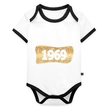 Lingot d’or 1969 - Body Bébé bio contrasté manches courtes - blanc/noir  - Devant
