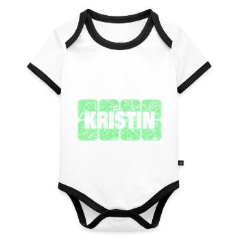 First name Kristin - Organic Baby Contrasting Bodysuit - white/black  - Front