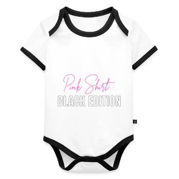 Chemise rose - Black Edition : Design amusant - Body Bébé bio contrasté manches courtes - blanc/noir  - Devant