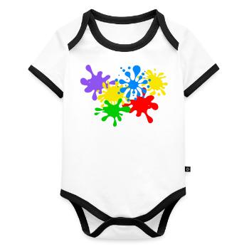 Splashes of paint blots paint splash painter artist - Organic Baby Contrasting Bodysuit - white/black  - Front