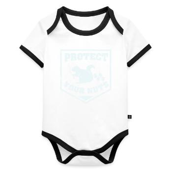 Protect your nuts t-shirt - Baby Bio-Kurzarm-Kontrastbody - Weiß/Schwarz  - Vorne