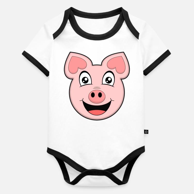 FUNNY PIG - Body Bébé bio contrasté manches courtes - blanc/noir 