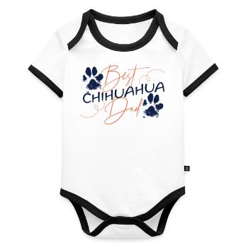 Meilleur Chihuahua Père Sport Race Chien Amour - Body Bébé bio contrasté manches courtes - blanc/noir  - Devant