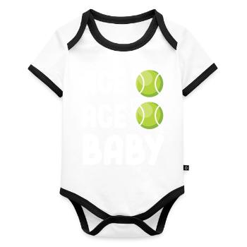 Ace Ace Baby Tennis Dicton - Body Bébé bio contrasté manches courtes - blanc/noir  - Devant