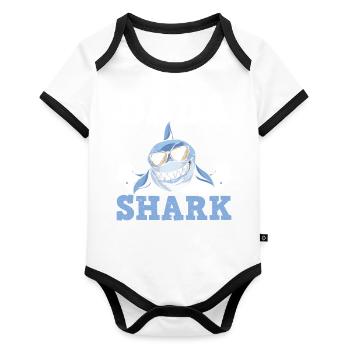 Dada Shark Lover Marine Biology Sea Father's Day - Organic Baby Contrasting Bodysuit - white/black  - Front