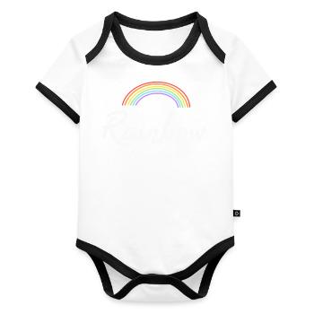 Rainbow inside - Baby Bio-Kurzarm-Kontrastbody - Weiß/Schwarz  - Vorne