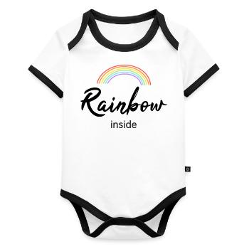Rainbow inside - Baby Bio-Kurzarm-Kontrastbody - Weiß/Schwarz  - Vorne