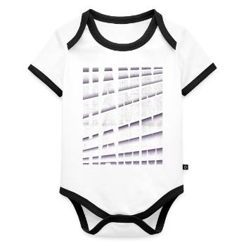 Hamm Germany City Font Skyline Home - Organic Baby Contrasting Bodysuit - white/black  - Front