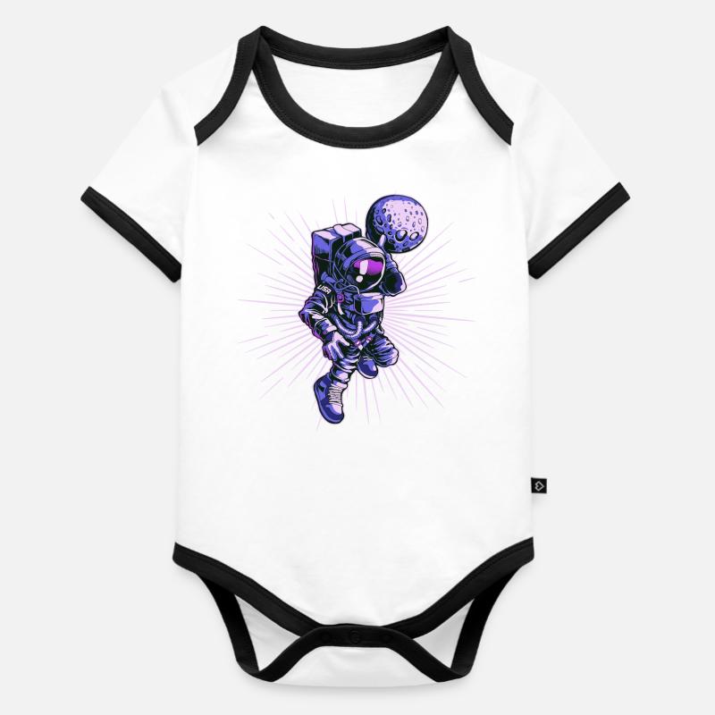 Astronaut Space Space Spaceship - Organic Baby Contrasting Bodysuit - white/black 