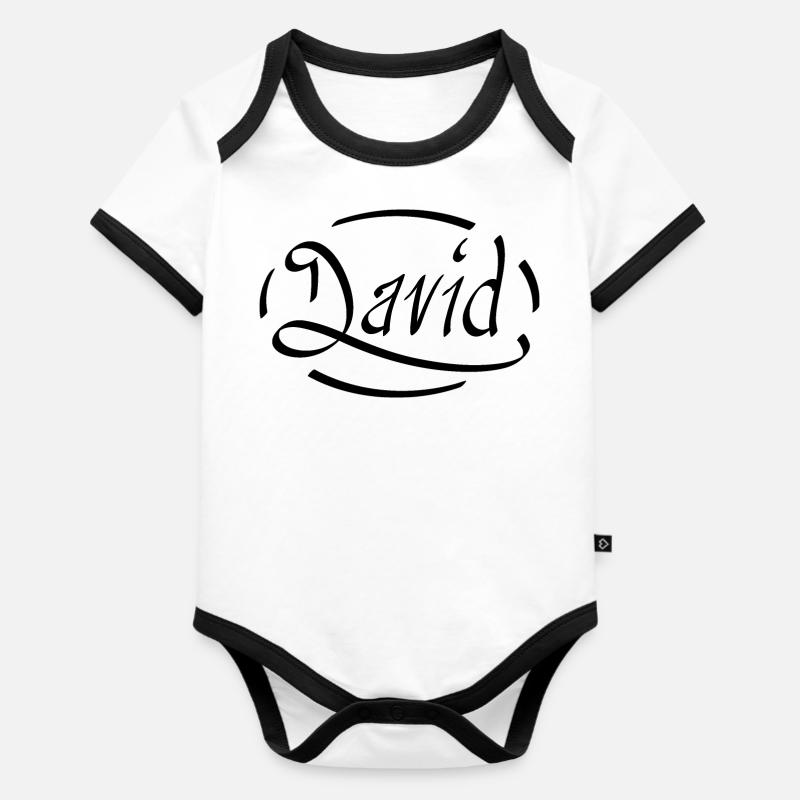 David - Baby Bio-Kurzarm-Kontrastbody - Weiß/Schwarz 