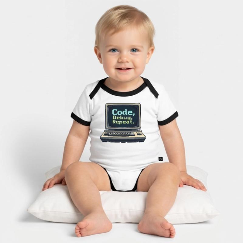 Code Debug Repeat - Software Engineer Baby Bio-Kurzarm-Kontrastbody