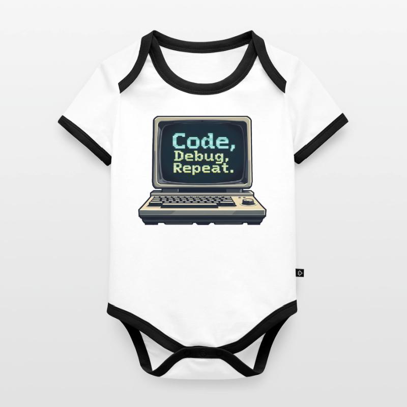 Code Debug Repeat - Software Engineer Baby Bio-Kurzarm-Kontrastbody