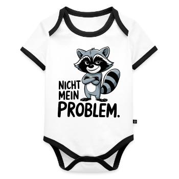 Not my problem! Raccoon - Organic Baby Contrasting Bodysuit - white/black  - Front