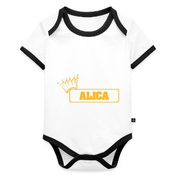 Nom : Alica - Body Bébé bio contrasté manches courtes - blanc/noir  - Devant