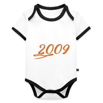 2009 - Baby Bio-Kurzarm-Kontrastbody - Weiß/Schwarz  - Vorne