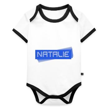 Natalie dans le rôle de NATALIE - Body Bébé bio contrasté manches courtes - blanc/noir  - Devant
