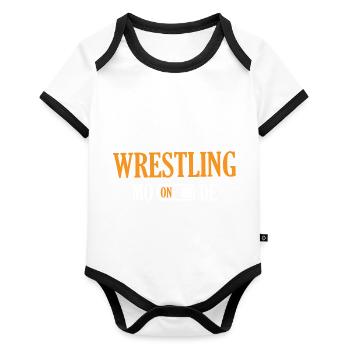 Wrestling - Organic Baby Contrasting Bodysuit - white/black  - Front