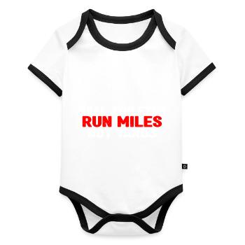 Real Athletes Run Miles Not Yards 4 - Organic Baby Contrasting Bodysuit - white/black  - Front