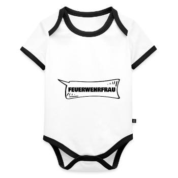 Feuerwehrfrau - Baby Bio-Kurzarm-Kontrastbody - Weiß/Schwarz  - Vorne