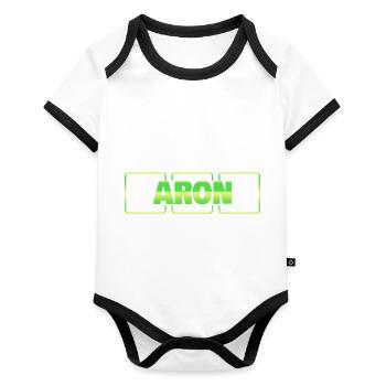 Baptism Aron - Organic Baby Contrasting Bodysuit - white/black  - Front