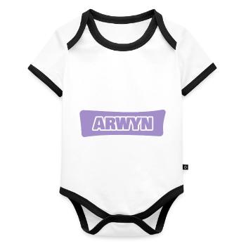 First name Arwyn - Organic Baby Contrasting Bodysuit - white/black  - Front