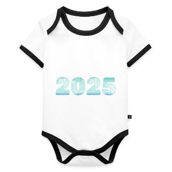 Ice 2025 - Baby Bio-Kurzarm-Kontrastbody - Weiß/Schwarz  - Vorne