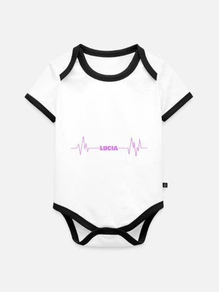 Lucia - Baby Bio-Kurzarm-Kontrastbody - Weiß/Schwarz