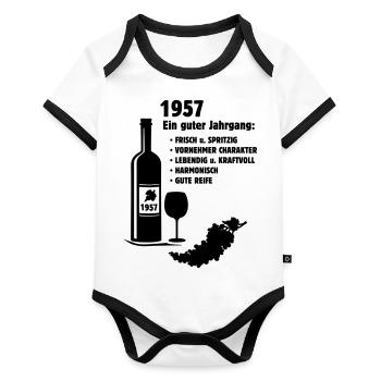Geburtstag Jahrgang 1957 - Baby Bio-Kurzarm-Kontrastbody - Weiß/Schwarz  - Vorne