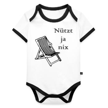 No use - Organic Baby Contrasting Bodysuit - white/black  - Front