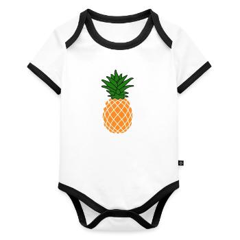 Pineapple logo Tshirt - Organic Baby Contrasting Bodysuit - white/black  - Front