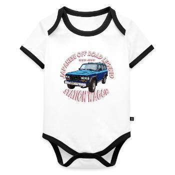 Station wagon blue / blue - Organic Baby Contrasting Bodysuit - white/black  - Front