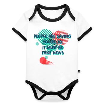 70th Birthday - Organic Baby Contrasting Bodysuit - white/black  - Front