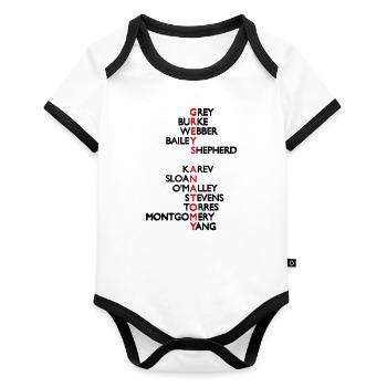 Greys Anatomy Cast - Baby Bio-Kurzarm-Kontrastbody - Weiß/Schwarz  - Vorne