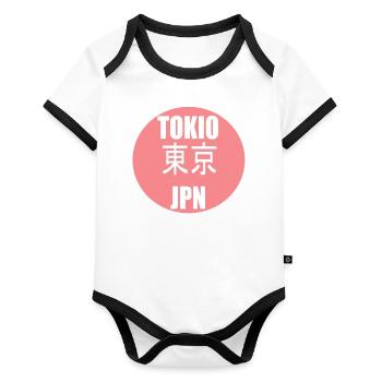 Tokyo Japan Drapeau Tokyo Style Chemise Japonaise - Body Bébé bio contrasté manches courtes - blanc/noir  - Devant