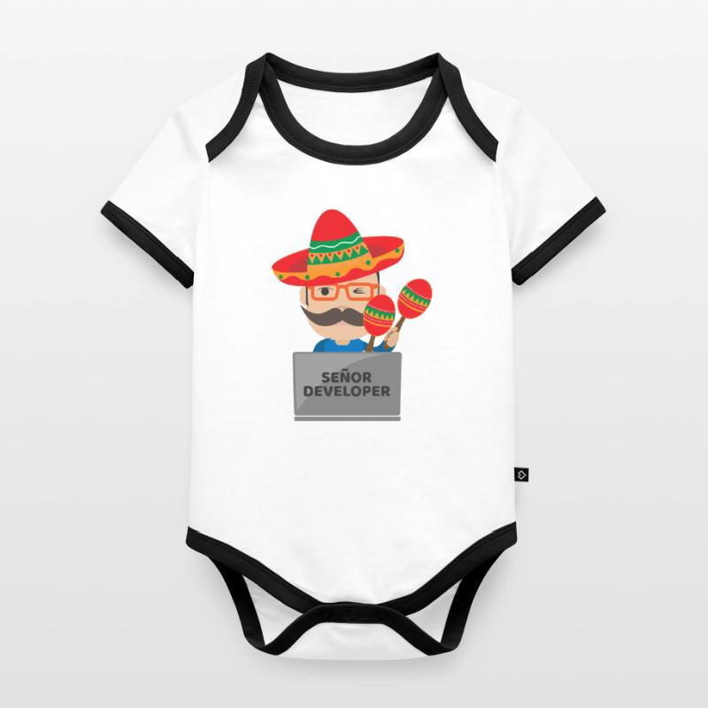 Señor Developer Senior Developer - Geschenkidee Baby Bio-Kurzarm-Kontrastbody