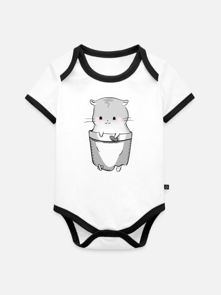 MY BEST FRIEND - Baby Bio-Kurzarm-Kontrastbody - Weiß/Schwarz 