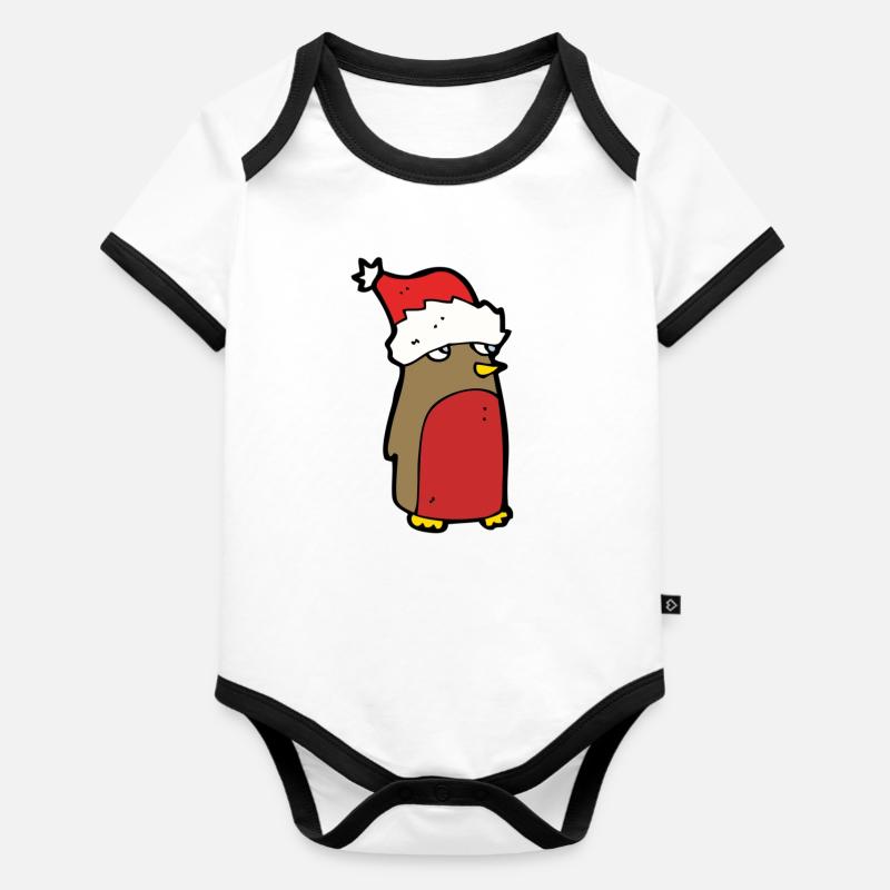 Penguin Noël - Body Bébé bio contrasté manches courtes - blanc/noir