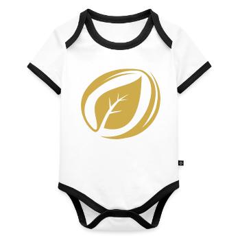 leaf day - Organic Baby Contrasting Bodysuit - white/black  - Front