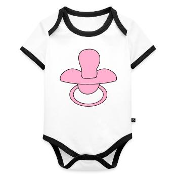 pacifier - Organic Baby Contrasting Bodysuit - white/black  - Front