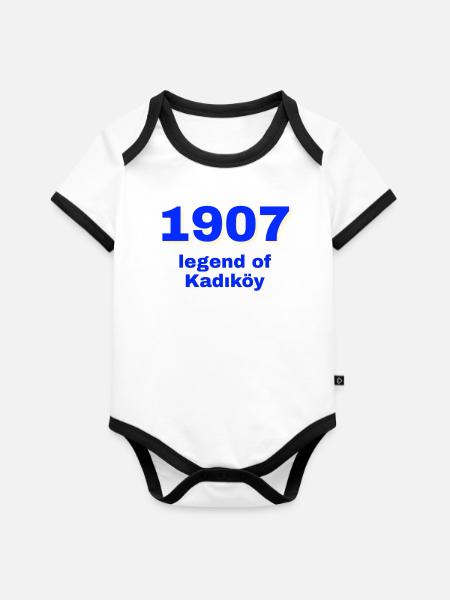 Kadıköy - Baby Bio-Kurzarm-Kontrastbody - Weiß/Schwarz