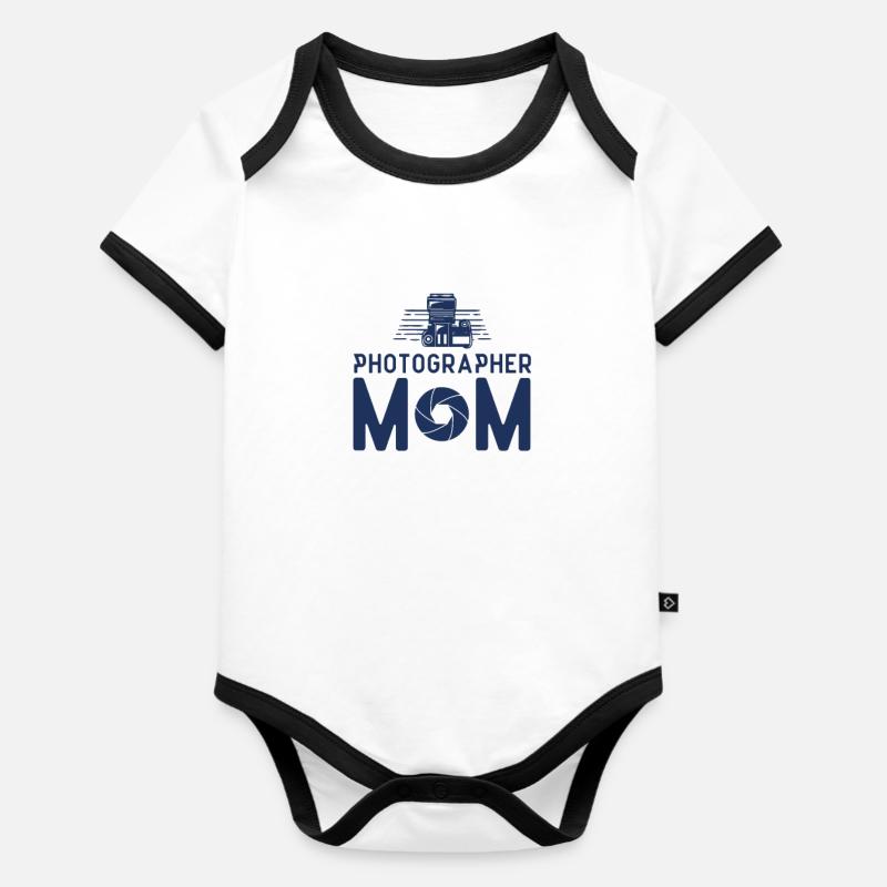 Camera - Organic Baby Contrasting Bodysuit - white/black 