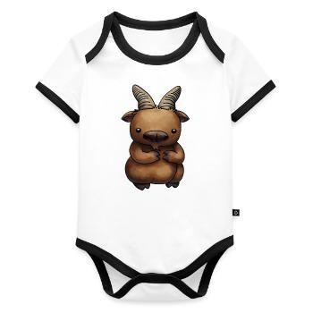 Haste Bock? - Baby Bio-Kurzarm-Kontrastbody - Weiß/Schwarz  - Vorne
