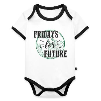 Fridays for Future - Organic Baby Contrasting Bodysuit - white/black  - Front