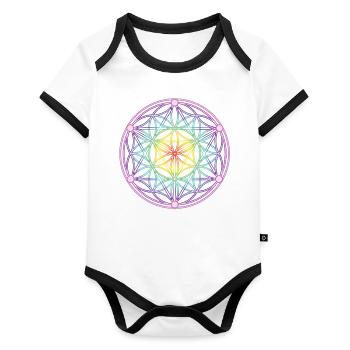 Same des Lebens & Tetrahedron - Baby Bio-Kurzarm-Kontrastbody - Weiß/Schwarz  - Vorne